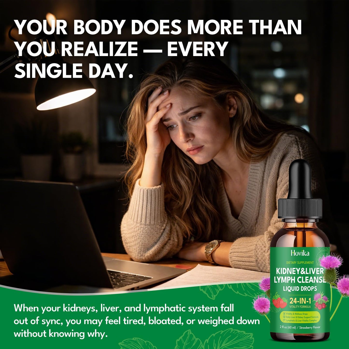 24-in-1 Kidney & Liver, Lymph Cleanse Detox & Repair Drops, Three Immune Formula with Cranberry, Milk Thistle, Vegan Urinary Tract & Lymphatic Drainage - dailyvitalstore
