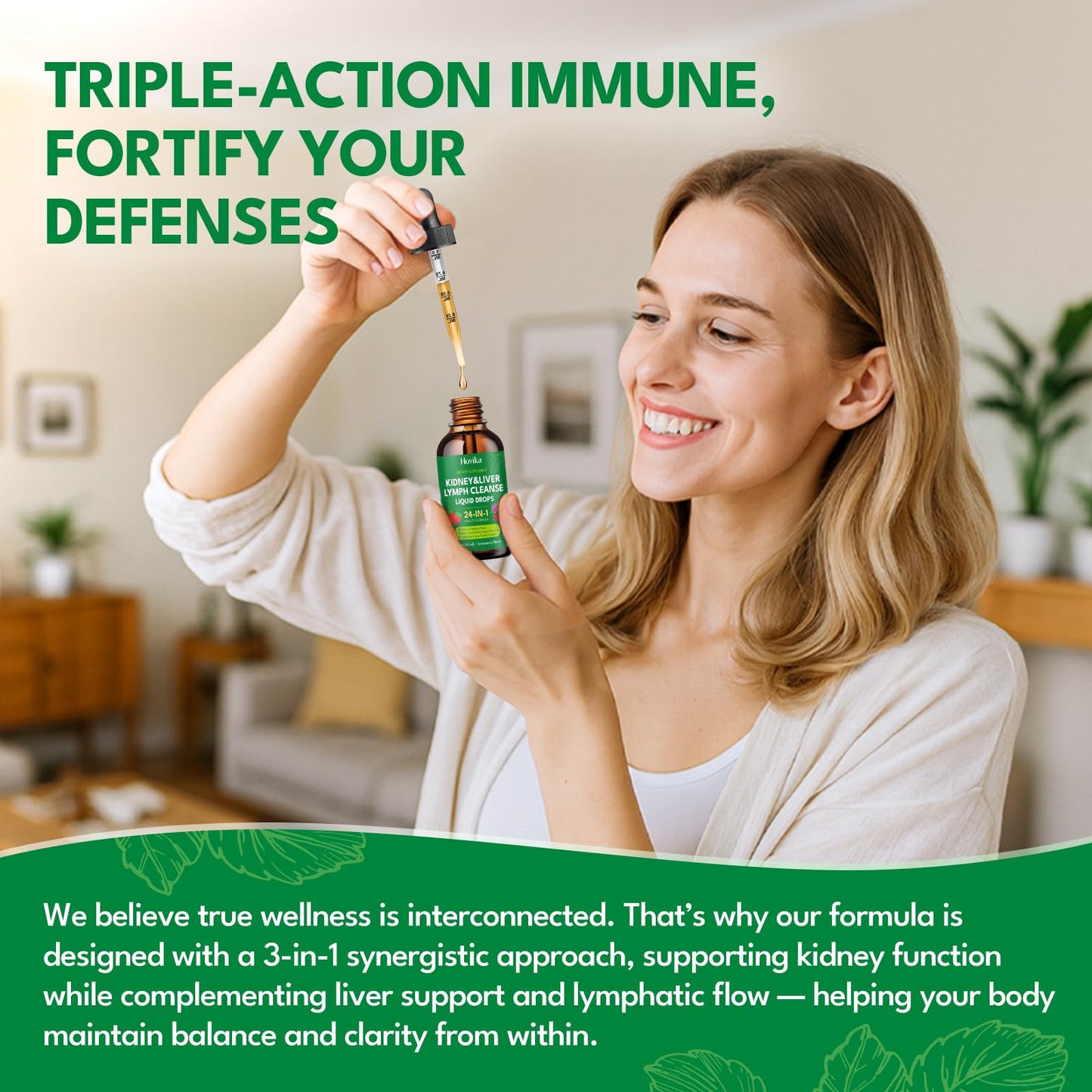 24-in-1 Kidney & Liver, Lymph Cleanse Detox & Repair Drops, Three Immune Formula with Cranberry, Milk Thistle, Vegan Urinary Tract & Lymphatic Drainage - dailyvitalstore