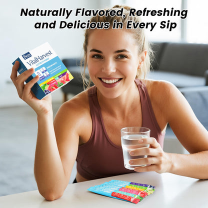 24 Sticks Electrolytes Powder Packets 7 Flavors Sugar Free Hydration Packets Liquid Daily IV Drink Mix, Low Sodium, Lemon Lime, Watermelon, Strawberry, Grape - dailyvitalstore