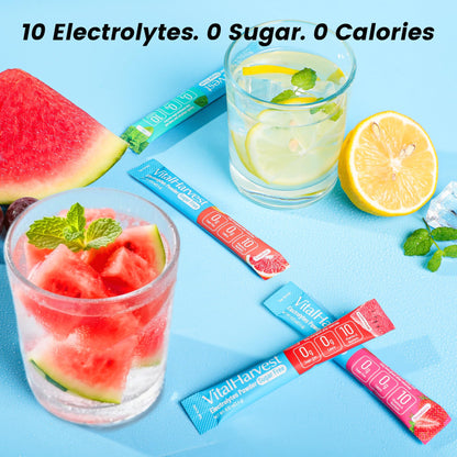 24 Sticks Electrolytes Powder Packets 7 Flavors Sugar Free Hydration Packets Liquid Daily IV Drink Mix, Low Sodium, Lemon Lime, Watermelon, Strawberry, Grape - dailyvitalstore