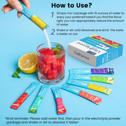 24 Sticks Electrolytes Powder Packets 7 Flavors Sugar Free Hydration Packets Liquid Daily IV Drink Mix, Low Sodium, Lemon Lime, Watermelon, Strawberry, Grape - dailyvitalstore