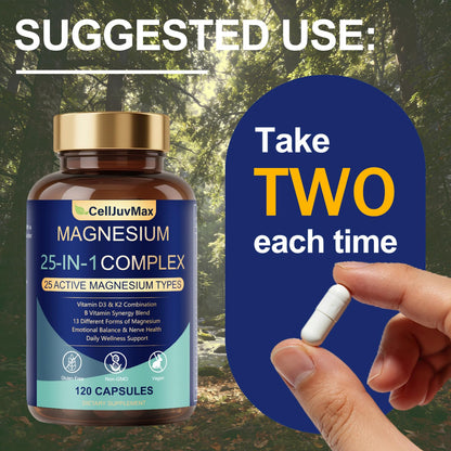 25-in-1 Magnesium Complex | Multi-Form Absorbable Blend for Daily Nutritional Support, 120 Vegan Caps (1) - dailyvitalstore