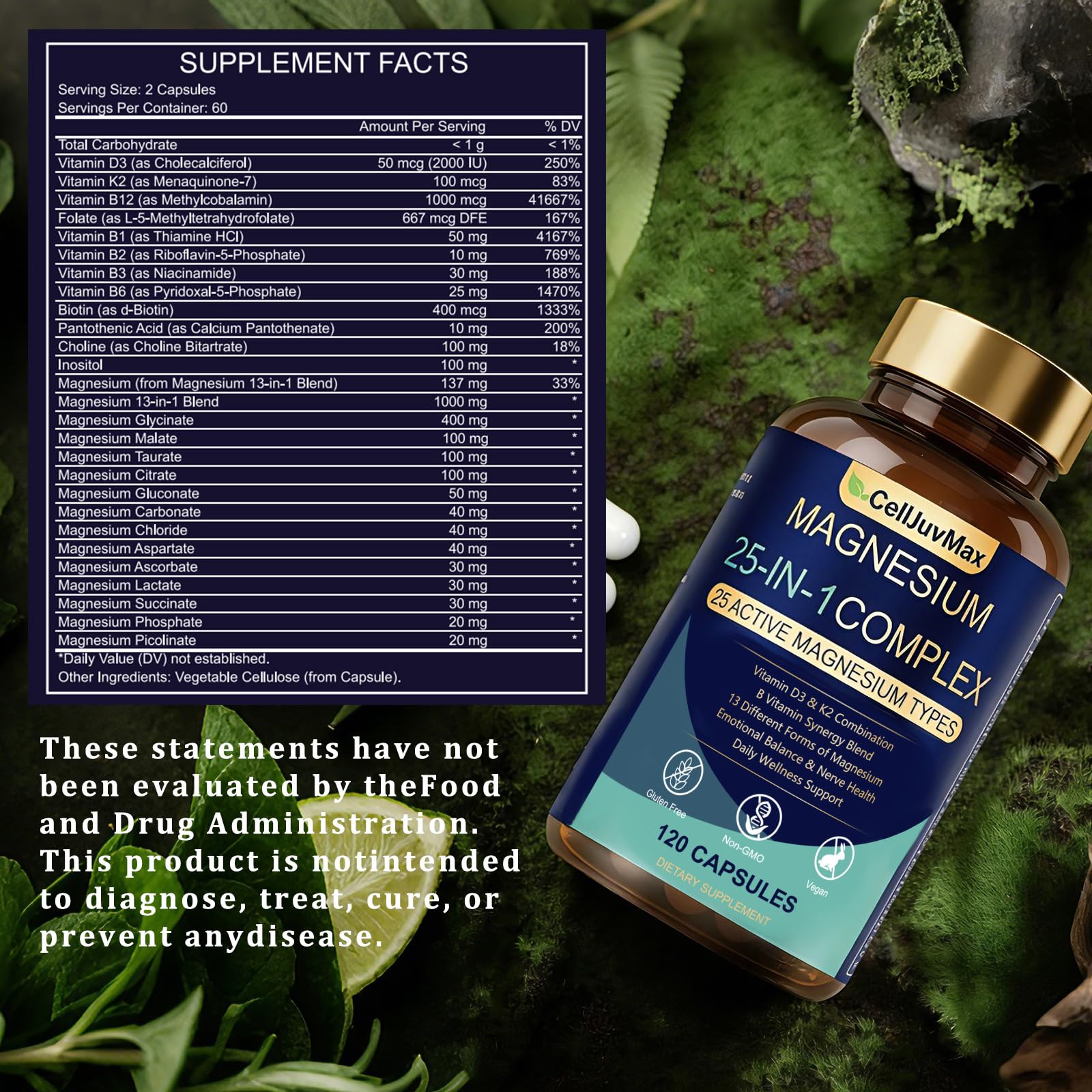 25-in-1 Magnesium Complex | Multi-Form Absorbable Blend for Daily Nutritional Support, 120 Vegan Caps (1) - dailyvitalstore