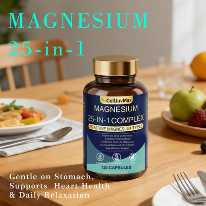 25-in-1 Magnesium Complex | Multi-Form Absorbable Blend for Daily Nutritional Support, 120 Vegan Caps (1) - dailyvitalstore