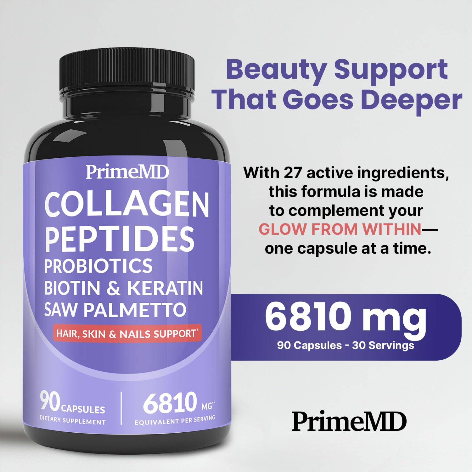 27-in-1 Hair Skin and Nails Vitamins (6810mg) with Biotin 10000mcg - Collagen Supplements for Men and Women - Keratin Supplements with Probiotics - dailyvitalstore
