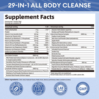 29-in-1 Full Spectrum Detox Powder | 5-Step Total-Body Reset for Liver, Lymphatic, Colon & Gut Support | Potent Earthy Taste - dailyvitalstore