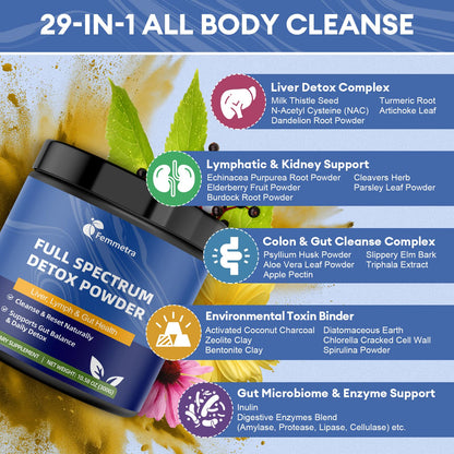 29-in-1 Full Spectrum Detox Powder | 5-Step Total-Body Reset for Liver, Lymphatic, Colon & Gut Support | Potent Earthy Taste - dailyvitalstore