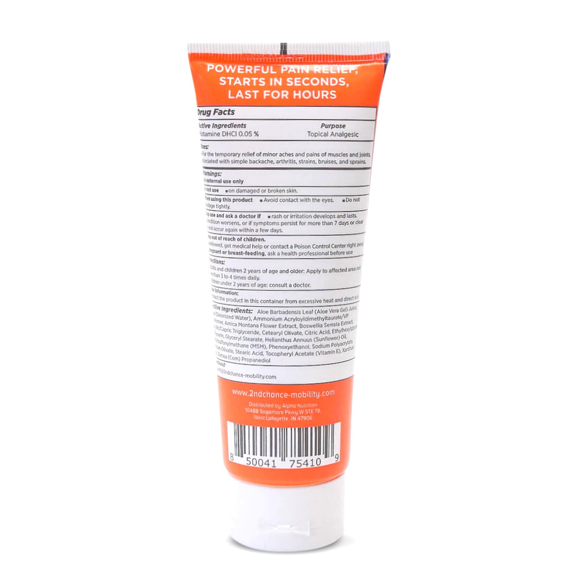 2nd Chance Mobility Pain Relief Cream, No Odor, Non-Greasy, Deep Penetrating, Moisturizing Topical Cream for Joint, Back, Muscle Ache Pain 3.4oz - dailyvitalstore