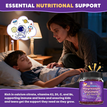 (2Pack) Sugar Free Magnesium Glycinate Gummies for Kids & Adults - Zzz Support, Relaxation & Cognition Support, 200/400mg Magnesium Gummies with L-Theanine, - dailyvitalstore