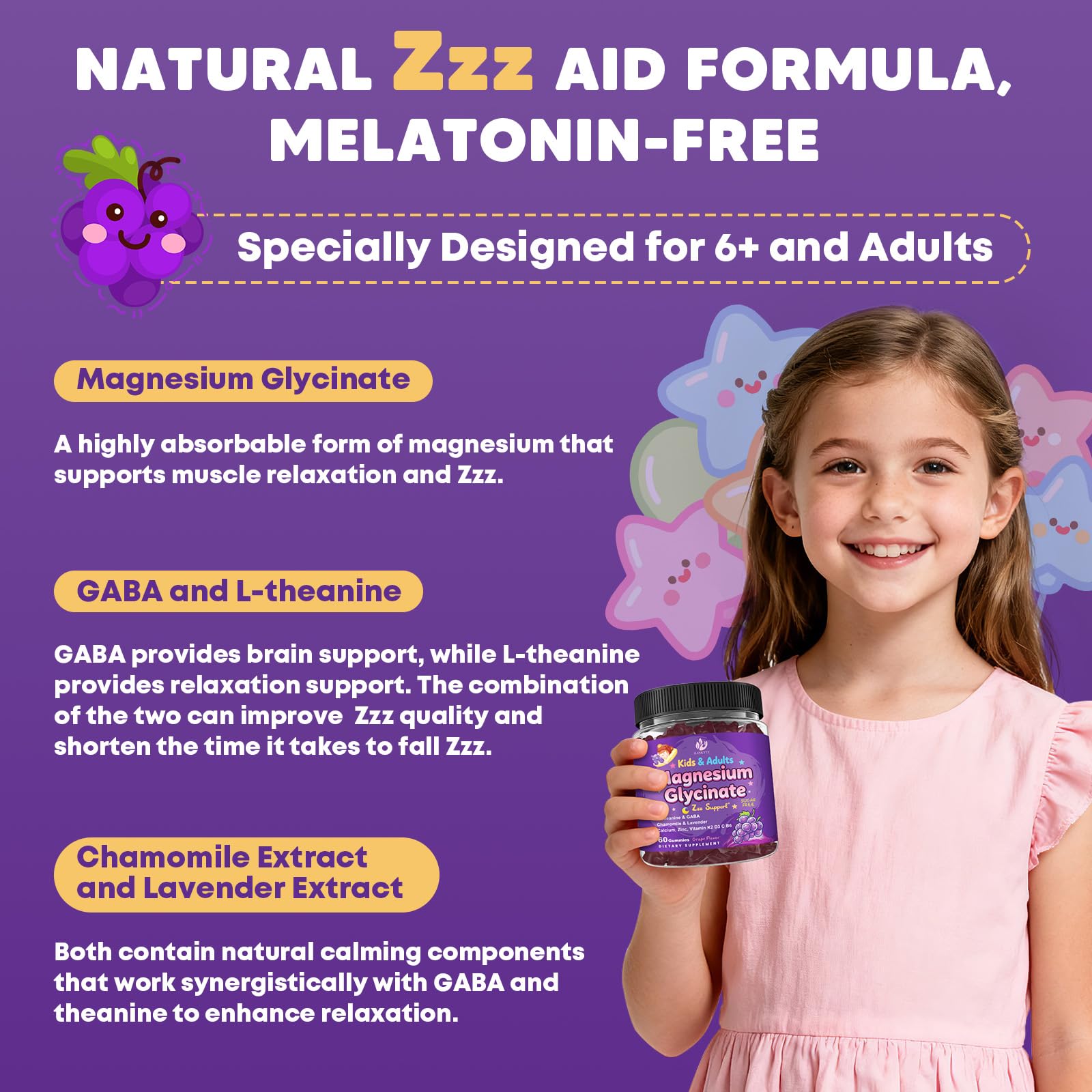 (2Pack) Sugar Free Magnesium Glycinate Gummies for Kids & Adults - Zzz Support, Relaxation & Cognition Support, 200/400mg Magnesium Gummies with L-Theanine, - dailyvitalstore