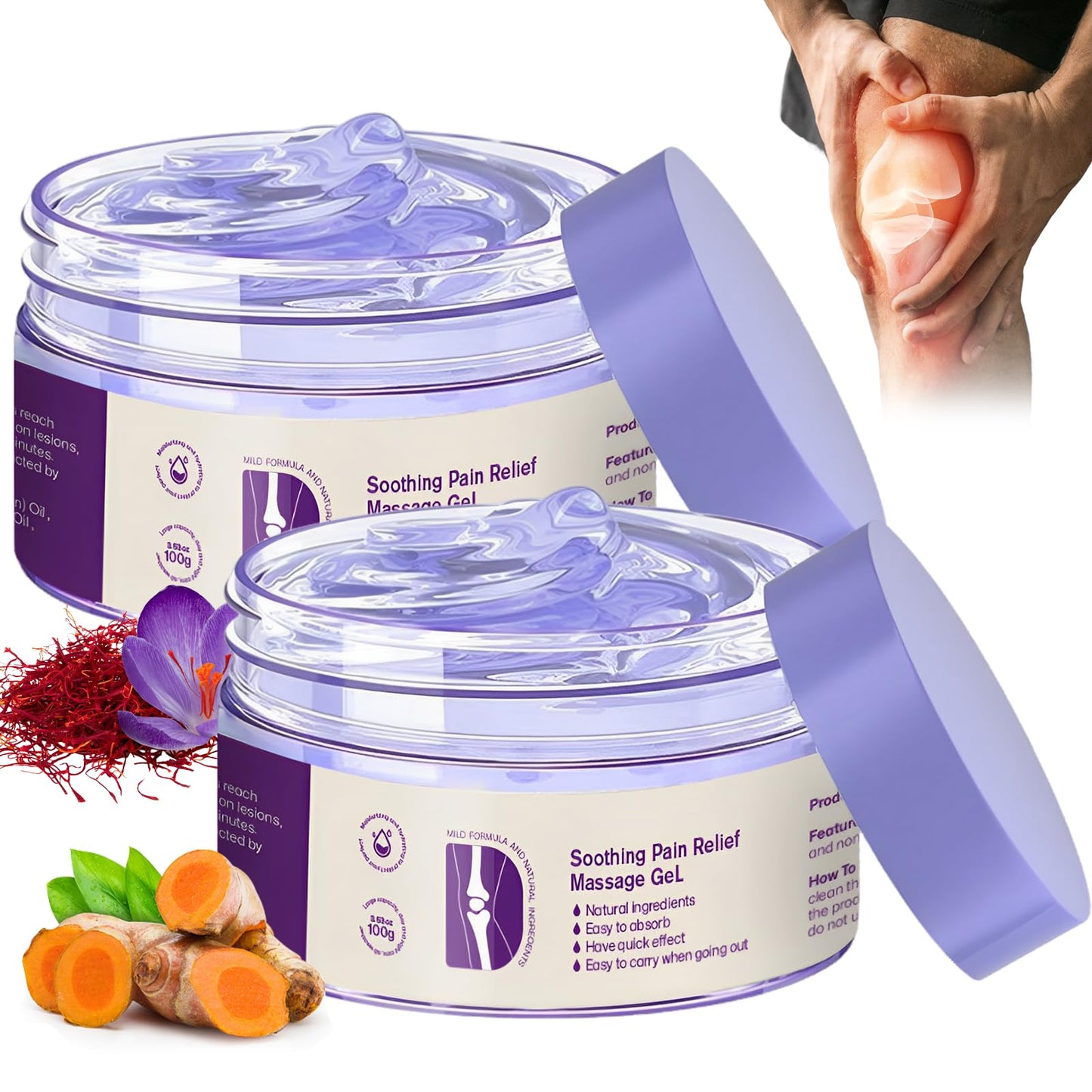 2PCS Kresin Joint Pain Gel Purple Gel,Soothing Pain Relief MassageGel,Purple Joint Repair Cream,Effective Soothesfor Back, Neck, Hands, and Feet - dailyvitalstore