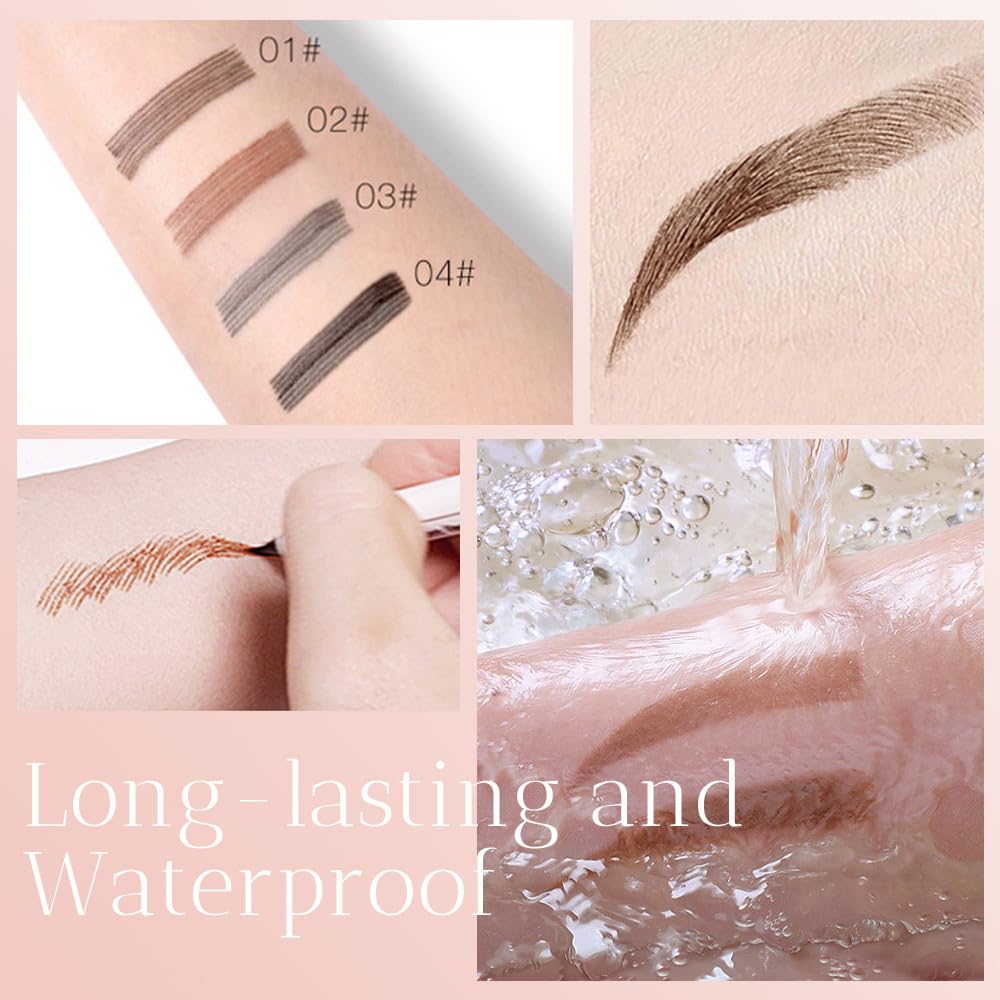 2PCS New Waterproof Brow Pencil with Micro-Fork Tip, 3D Magic Eyebrow Pencil 4-Head Split Waterproof Long-lasting,Fine Stroke Eyebrow Pen Makeup Eyebrow Pencils Stay on All Day (Brown) - dailyvitalstore