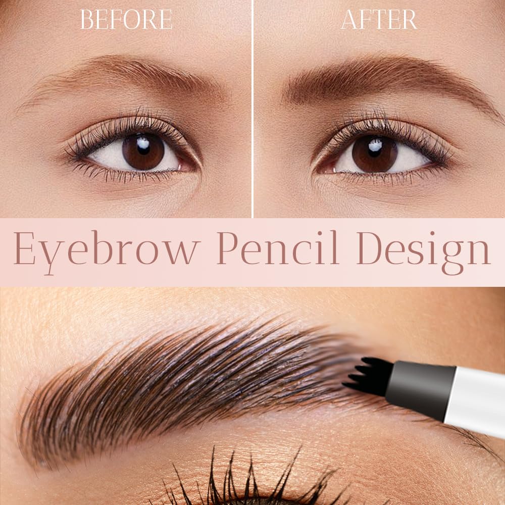 2PCS New Waterproof Brow Pencil with Micro-Fork Tip, 3D Magic Eyebrow Pencil 4-Head Split Waterproof Long-lasting,Fine Stroke Eyebrow Pen Makeup Eyebrow Pencils Stay on All Day (Brown) - dailyvitalstore