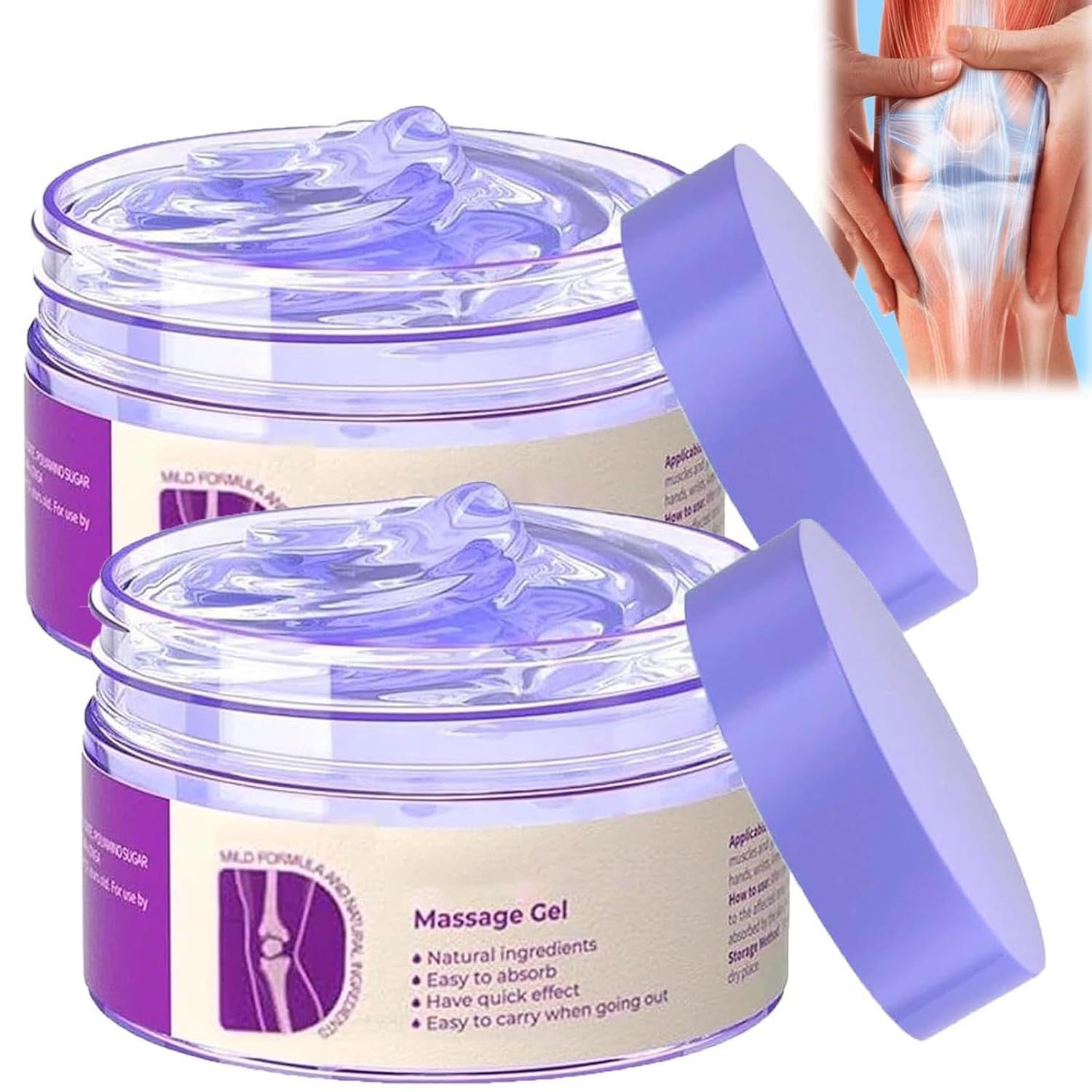 2PCS Soothing Relief Massage Gel, Joint Gel Purple Gel Cooling Activities Throughout The Body, Soothing Knees, Lumbar, Neck, Back, Shoulders, Hands, and Feet - dailyvitalstore