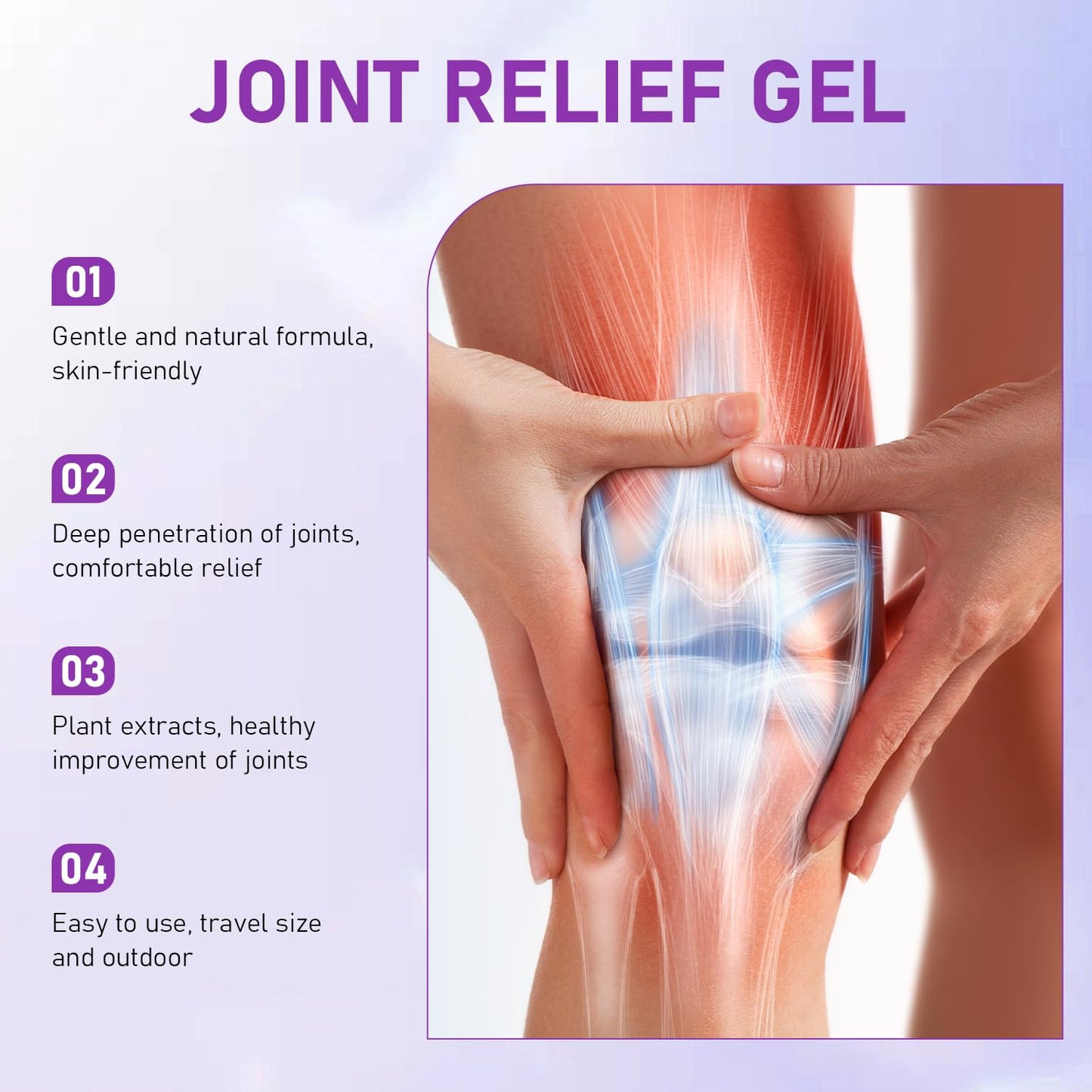 2PCS Soothing Relief Massage Gel, Joint Gel Purple Gel Cooling Activities Throughout The Body, Soothing Knees, Lumbar, Neck, Back, Shoulders, Hands, and Feet - dailyvitalstore