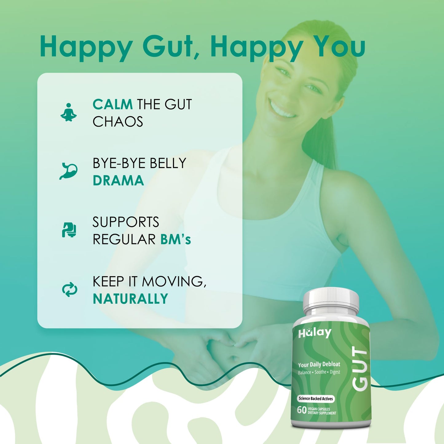 3-in-1 Gut Health Supplement - Debloat Pills - Gas and Bloating - Lactase, Protease, Amylase and Lipase Digestive Enzymes - Peppermint, Turmeric and Psyllium Husk Capsules - dailyvitalstore