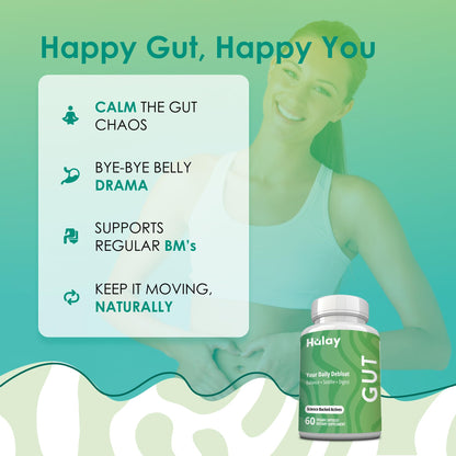3-in-1 Gut Health Supplement - Debloat Pills - Gas and Bloating - Lactase, Protease, Amylase and Lipase Digestive Enzymes - Peppermint, Turmeric and Psyllium Husk Capsules - dailyvitalstore