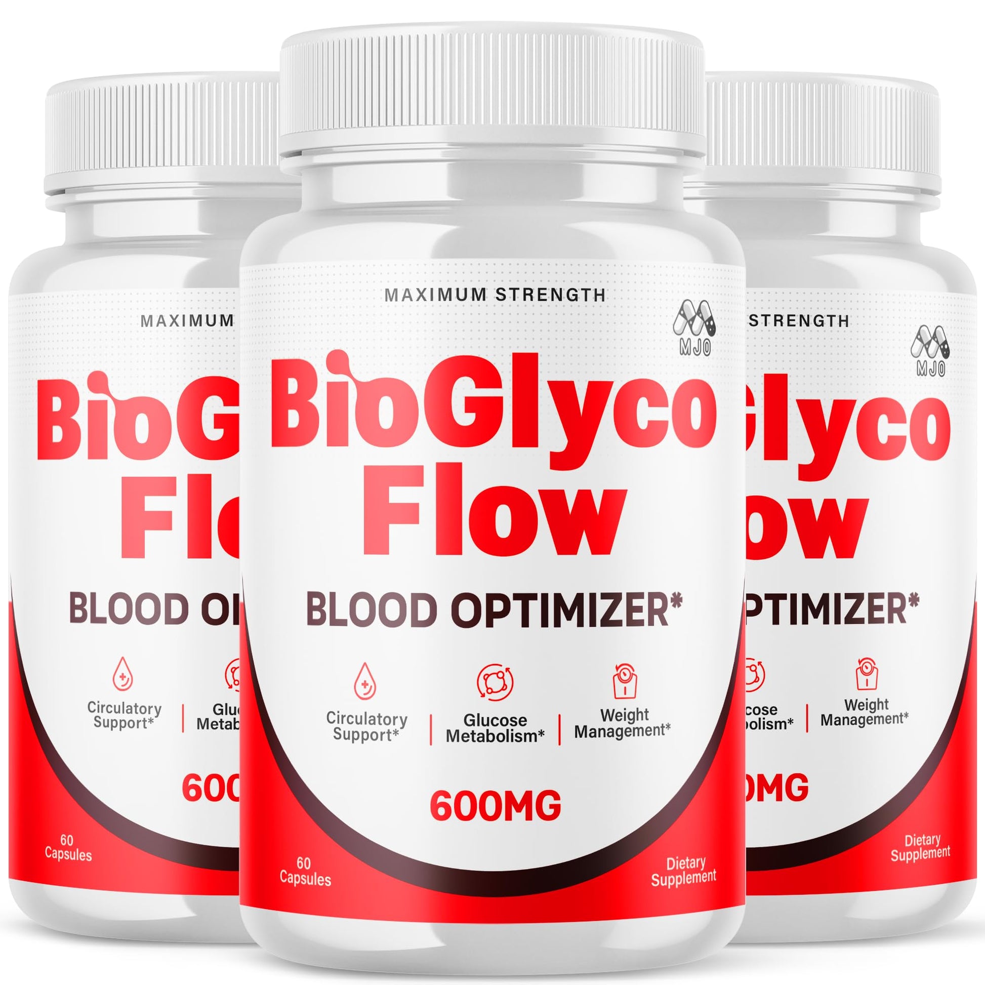 (3 Pack) BioGlyco Flow Blood Optimizer Capsules, Official BioGlyco Flow Pills with All Natural Ingredients, Advanced Health and Wellness Supplement with Maximum Strength Multivitamins (180 Capsules) - dailyvitalstore