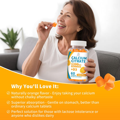 (3 Pack) Calcium Citrate 1200 mg Gummies with Vitamin D3, High Absorption Calcium Supplements for Women & Men, Sugar Free, Non-GMO, Gluten Free, - dailyvitalstore