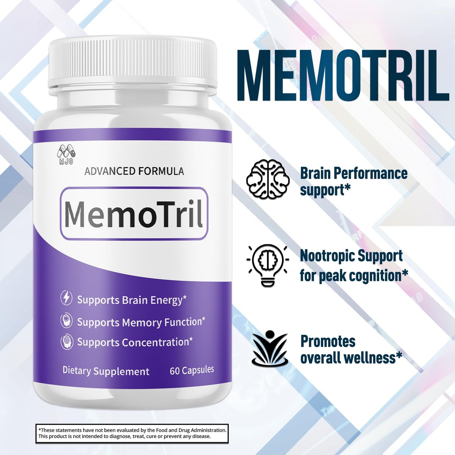 (3 Pack) Memotril Capsules, Official Memo Tril Supplement Pills with All Natural Ingredients, Advanced Memotril for Brain Health & Wellness Support with Premium Vitamins for Women & Men (180 Capsules) - dailyvitalstore