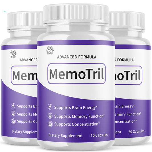 (3 Pack) Memotril Capsules, Official Memo Tril Supplement Pills with All Natural Ingredients, Advanced Memotril for Brain Health & Wellness Support with Premium Vitamins for Women & Men (180 Capsules) - dailyvitalstore