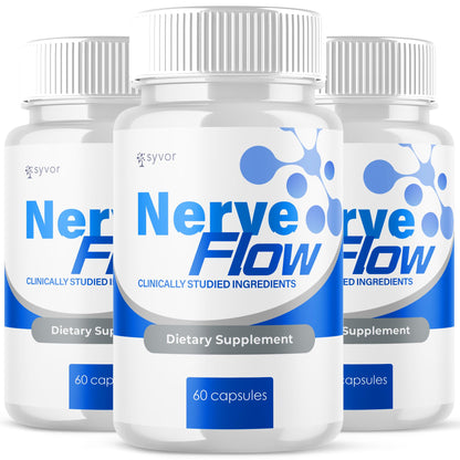 (3 Pack) Nerve Flow Capsules, Official Nerve Flow Pills Made with All Natural Ingredients, Maximum Strength NerveFlow Sciatic Support Supplement with Advanced Vitamins for Women & Men (180 Capsules) - dailyvitalstore