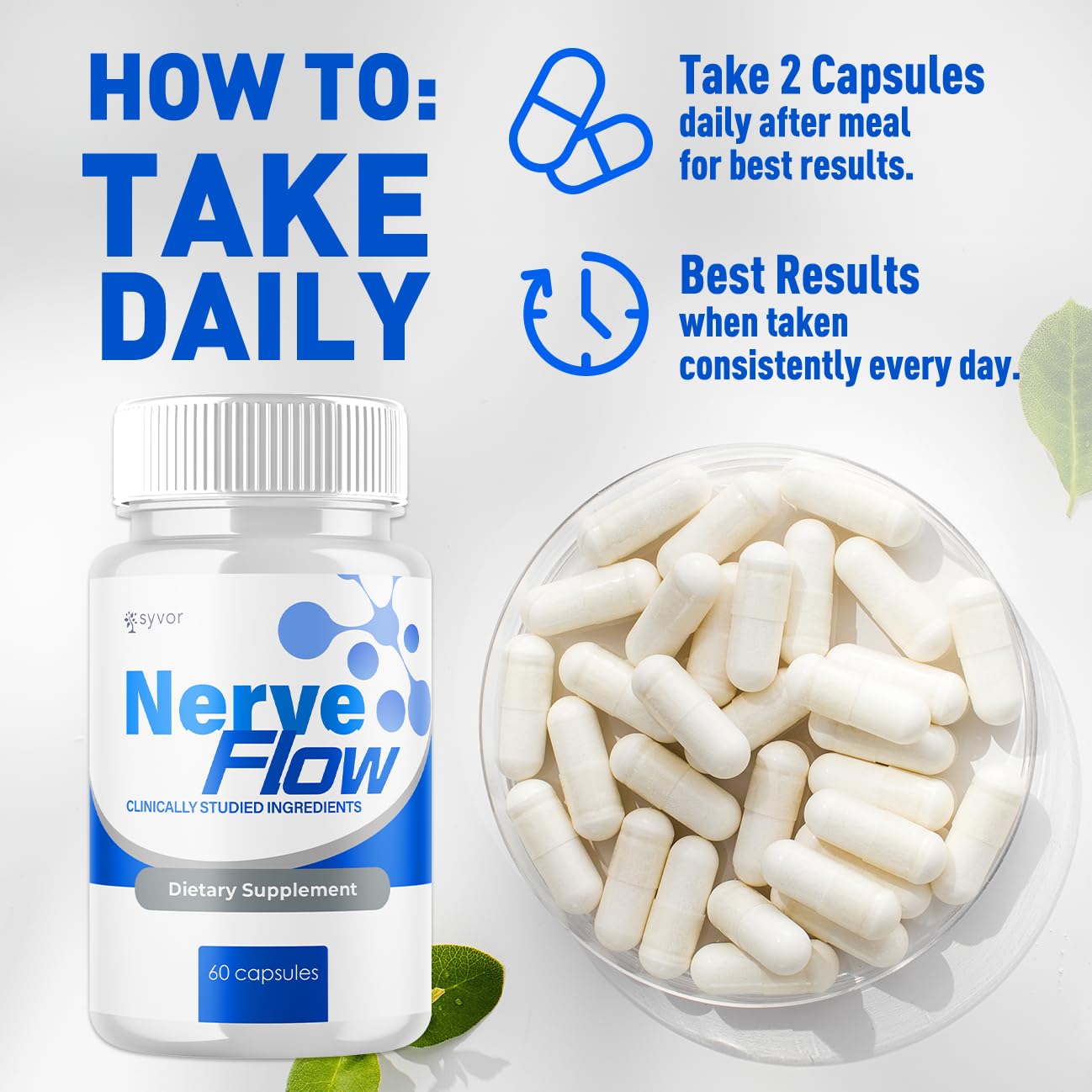 (3 Pack) Nerve Flow Capsules, Official Nerve Flow Pills Made with All Natural Ingredients, Maximum Strength NerveFlow Sciatic Support Supplement with Advanced Vitamins for Women & Men (180 Capsules) - dailyvitalstore