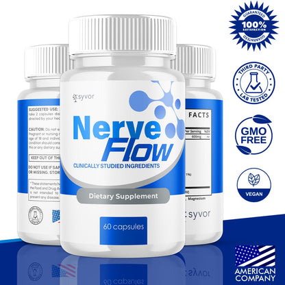 (3 Pack) Nerve Flow Capsules, Official Nerve Flow Pills Made with All Natural Ingredients, Maximum Strength NerveFlow Sciatic Support Supplement with Advanced Vitamins for Women & Men (180 Capsules) - dailyvitalstore