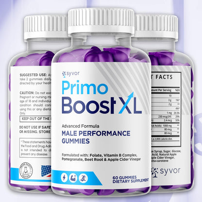 (3 Pack) Primo Boost XL Gummies, Official Primo Boost XL Gummys with All Natural Ingredients, Advanced PrimoBoost Health & Wellness Formula with Max Strength Active Lifestyle Vitamins (180 Gummies) - dailyvitalstore