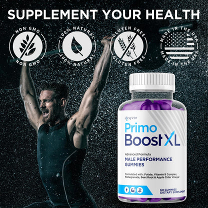 (3 Pack) Primo Boost XL Gummies, Official Primo Boost XL Gummys with All Natural Ingredients, Advanced PrimoBoost Health & Wellness Formula with Max Strength Active Lifestyle Vitamins (180 Gummies) - dailyvitalstore