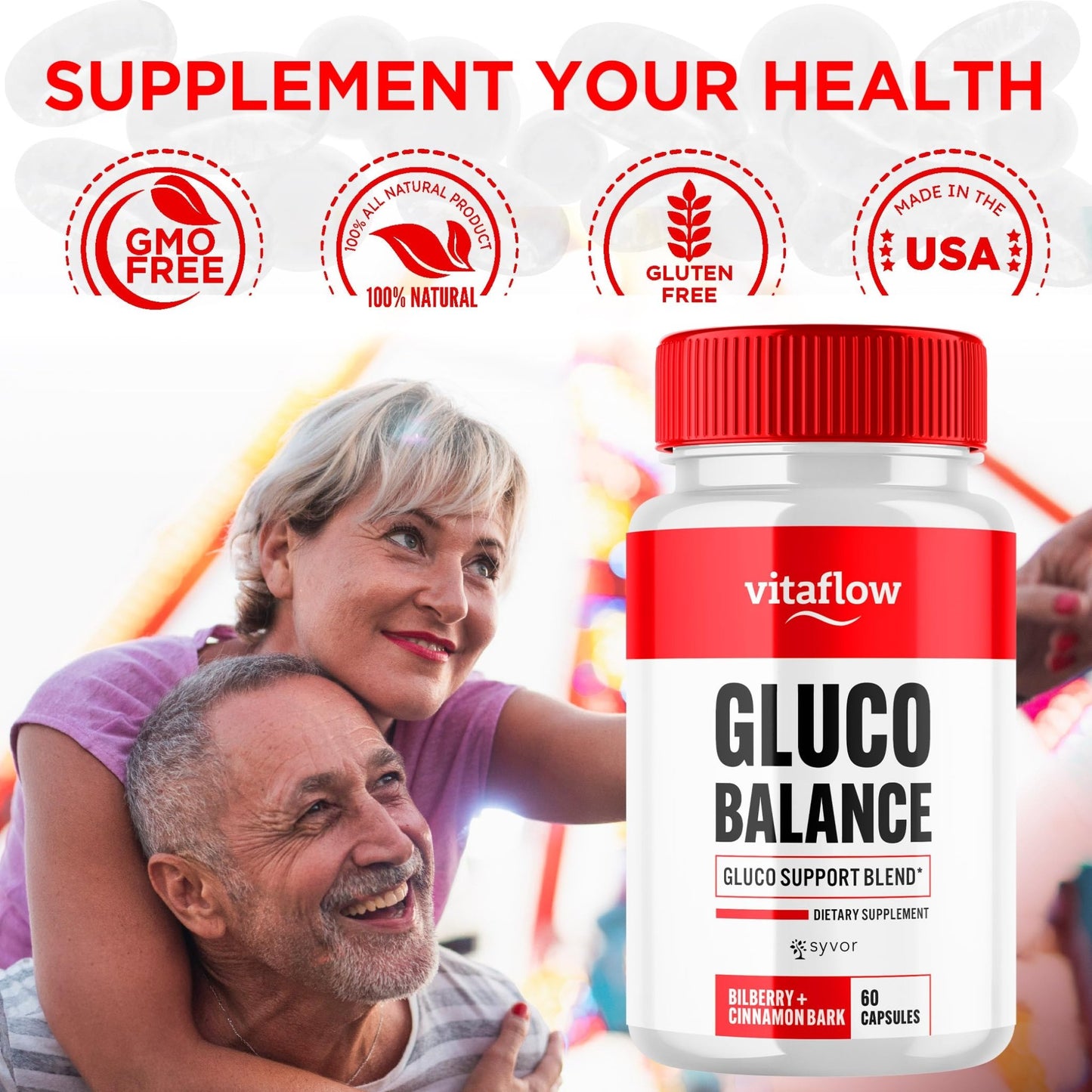 (3 Pack) Vitaflow Balance Support Supplement Capsules, Official VitaFlow Support Supplements Pills with All Natural Premium Ingredients, Vita Flow Advanced Glyco Balance for Men & Women (180 Capsules) - dailyvitalstore