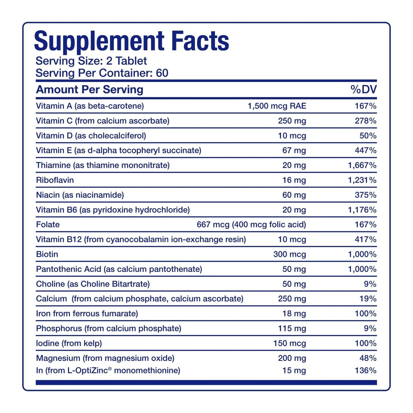 30-In-1 Adult Multivitamin with Iron - Antioxidant Rich Over 50 Multivitamin for Women and Men with Vitamins A C D E B Complex Zinc Magnesium Myo Inositol Citrus Bioflavonoids & More - 1 Month Supply - dailyvitalstore