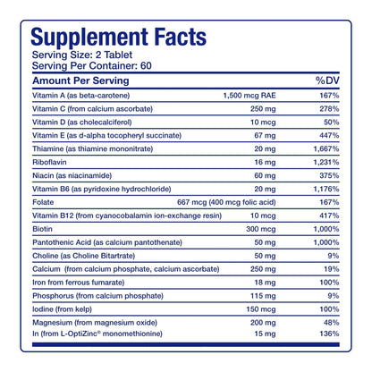 30-In-1 Adult Multivitamin with Iron - Antioxidant Rich Over 50 Multivitamin for Women and Men with Vitamins A C D E B Complex Zinc Magnesium Myo Inositol Citrus Bioflavonoids & More - 1 Month Supply - dailyvitalstore