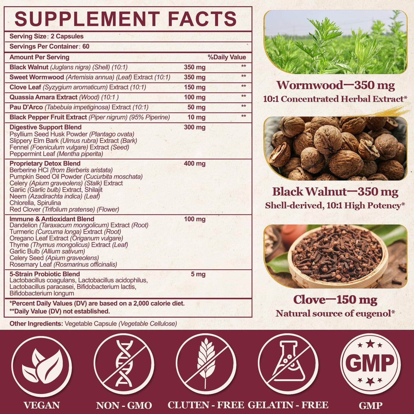 30-in-1 Liposomal Wormwood Black Walnut Clove Cleanse for Humans Capsules – Gut Cleanse & Digestive Support with Clove, Pumpkin Seed Oil, Garlic, Quassia Amara - dailyvitalstore