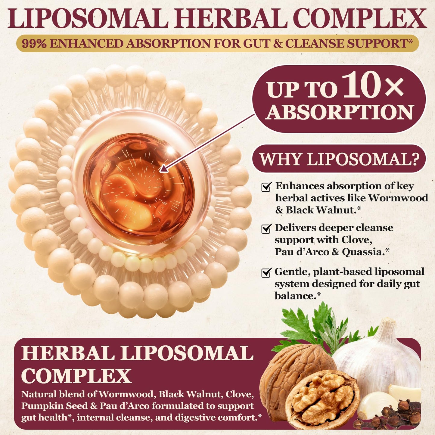 30-in-1 Liposomal Wormwood Black Walnut Clove Cleanse for Humans Capsules – Gut Cleanse & Digestive Support with Clove, Pumpkin Seed Oil, Garlic, Quassia Amara - dailyvitalstore