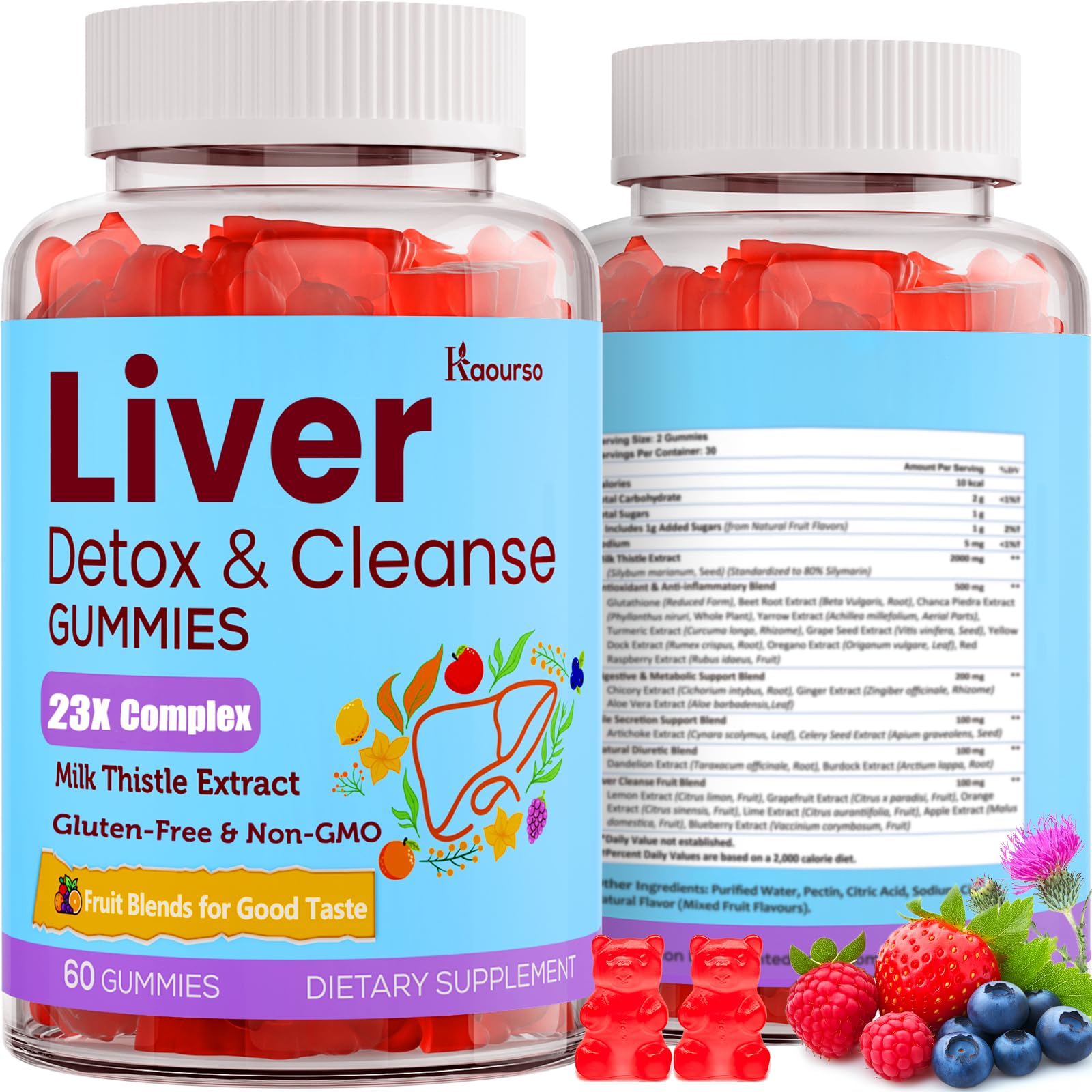 3000mg Liver Detox Repair & Cleanse Gummies | Milk Thistle 2000mg with Turmeric Dandelion Root & Artichoke for Liver Detox, Liver Support & Renew, Antioxidant, - dailyvitalstore