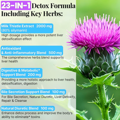 3000mg Liver Detox Repair & Cleanse Gummies | Milk Thistle 2000mg with Turmeric Dandelion Root & Artichoke for Liver Detox, Liver Support & Renew, Antioxidant, - dailyvitalstore