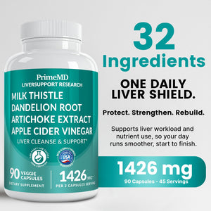 32-in-1 Liver Support with Milk Thistle Supplement – Liver Detox with Silymarin, Artichoke Extract & Beetroot Powder – Comprehensive Wellness Formula for Liver Cleanse - dailyvitalstore