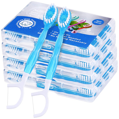 36 Pack Mini Disposable Toothbrushes – 5-in-1 Prepasted Travel Toothbrush with Toothpaste Floss & Pick for Hotel Camping Flight Car Guest Use - dailyvitalstore