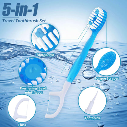 36 Pack Mini Disposable Toothbrushes – 5-in-1 Prepasted Travel Toothbrush with Toothpaste Floss & Pick for Hotel Camping Flight Car Guest Use - dailyvitalstore
