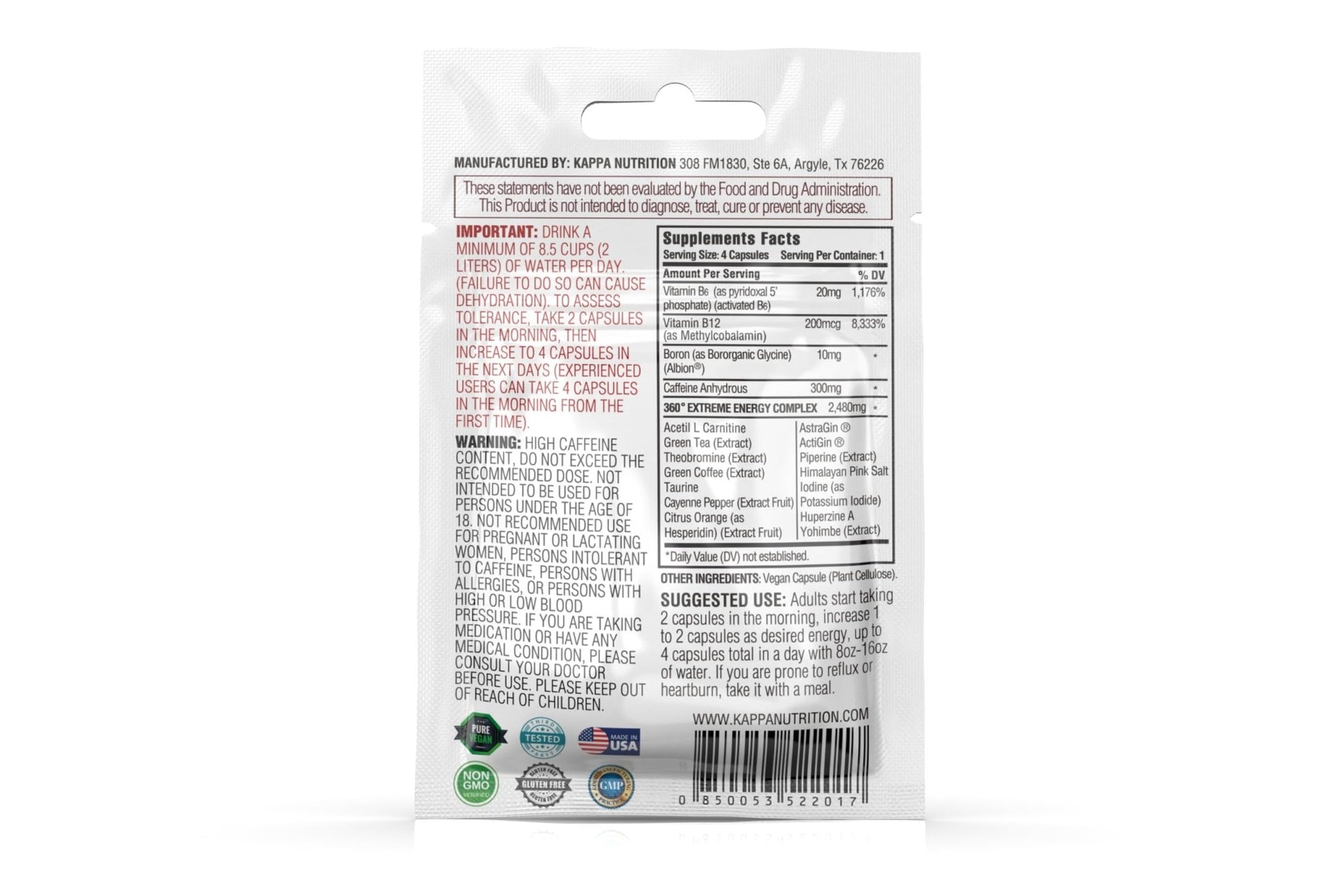360 Extreme Energy, Memory & Focus (1 Display 20 Sachets (4 Capsules ea) - dailyvitalstore