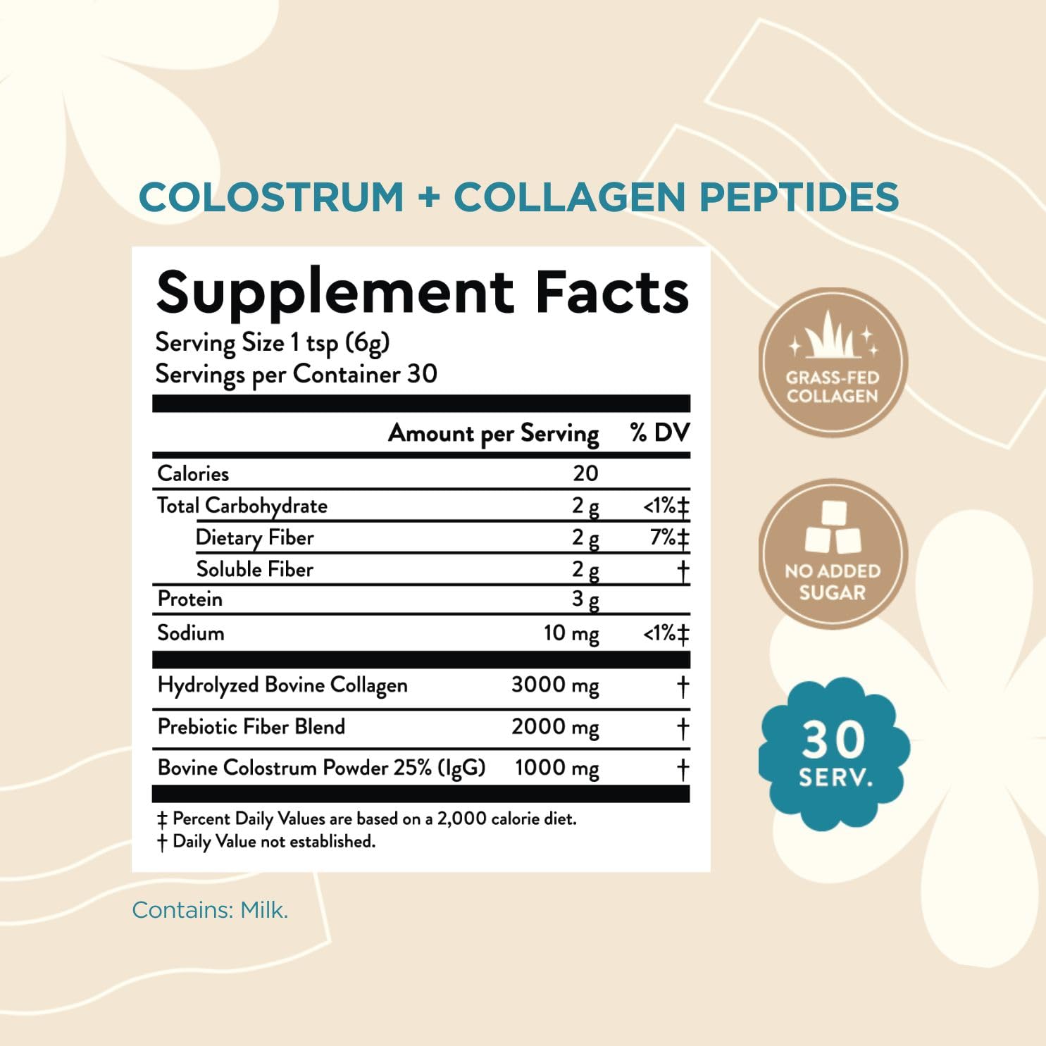 360 Nutrition Blends with Benefits Bovine Colostrum + Collagen Peptides Powder for Gut Health, Hair & Skin Beauty, Immune Support | Grass-Fed, No Added Sugar, Unflavored 6 oz - dailyvitalstore