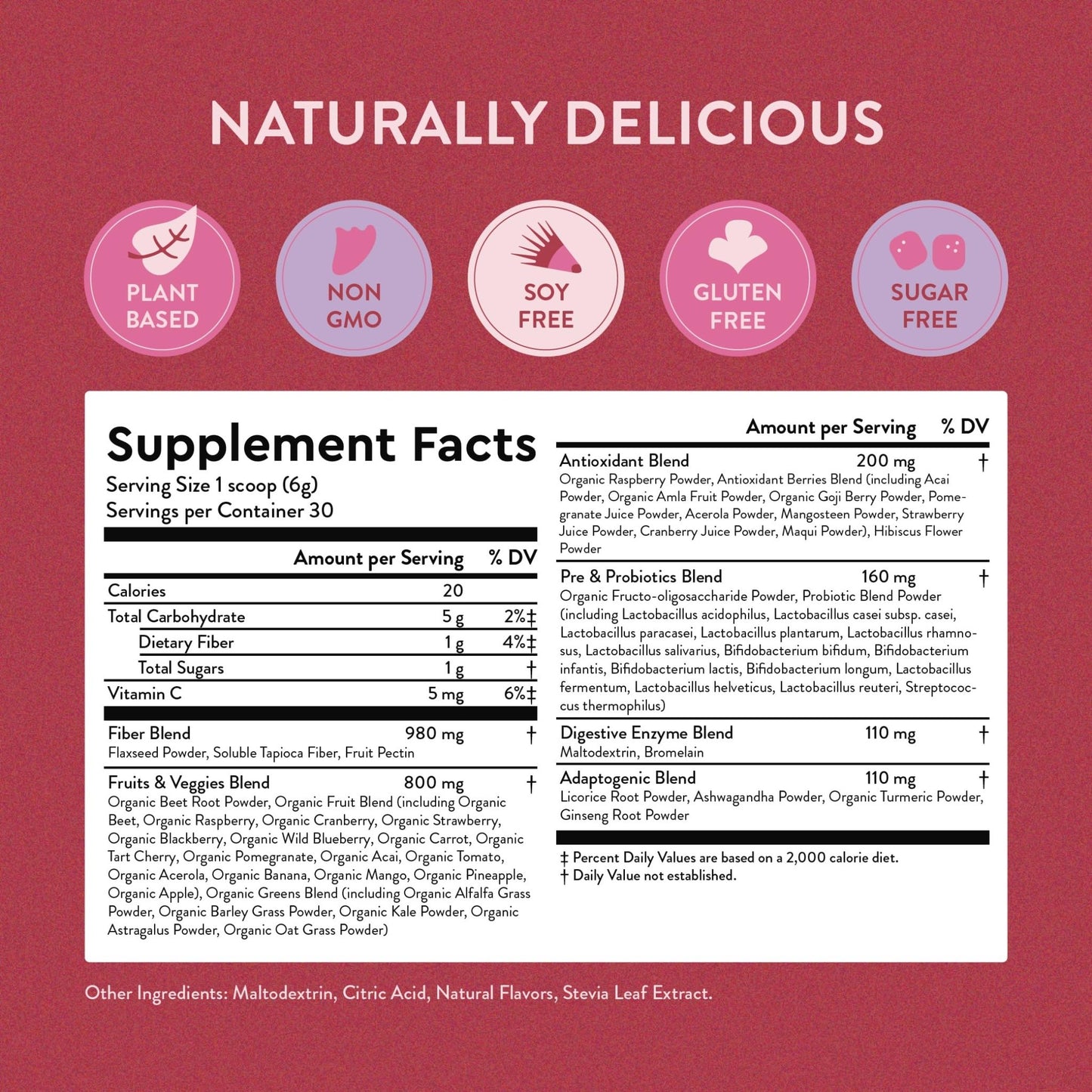 360 Nutrition Blends with Benefits Reds & Superfoods for Natural Antioxidants and Polyphenols, with Fruits & Veggies, Probiotics Digestion, Daily Energy - Berries & Cream - 30 Servings - dailyvitalstore