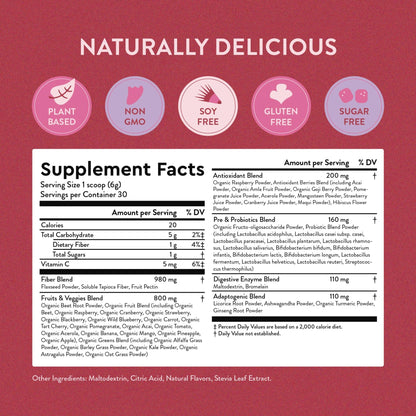 360 Nutrition Blends with Benefits Reds & Superfoods for Natural Antioxidants and Polyphenols, with Fruits & Veggies, Probiotics Digestion, Daily Energy - Berries & Cream - 30 Servings - dailyvitalstore
