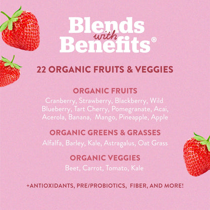 360 Nutrition Blends with Benefits Reds & Superfoods for Natural Antioxidants and Polyphenols, with Fruits & Veggies, Probiotics Digestion, Daily Energy - Berries & Cream - 30 Servings - dailyvitalstore