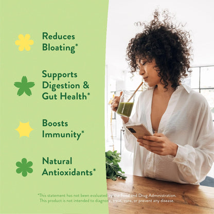 360 Nutrition Blends with Benefits Super Greens Powder w/Probiotics, Digestive Enzymes, Sugar & Gluten Free, Plant Based Superfood Drink Mix for Gut Health, Bloating, Immunity, Overall Health, 6.35 oz - dailyvitalstore