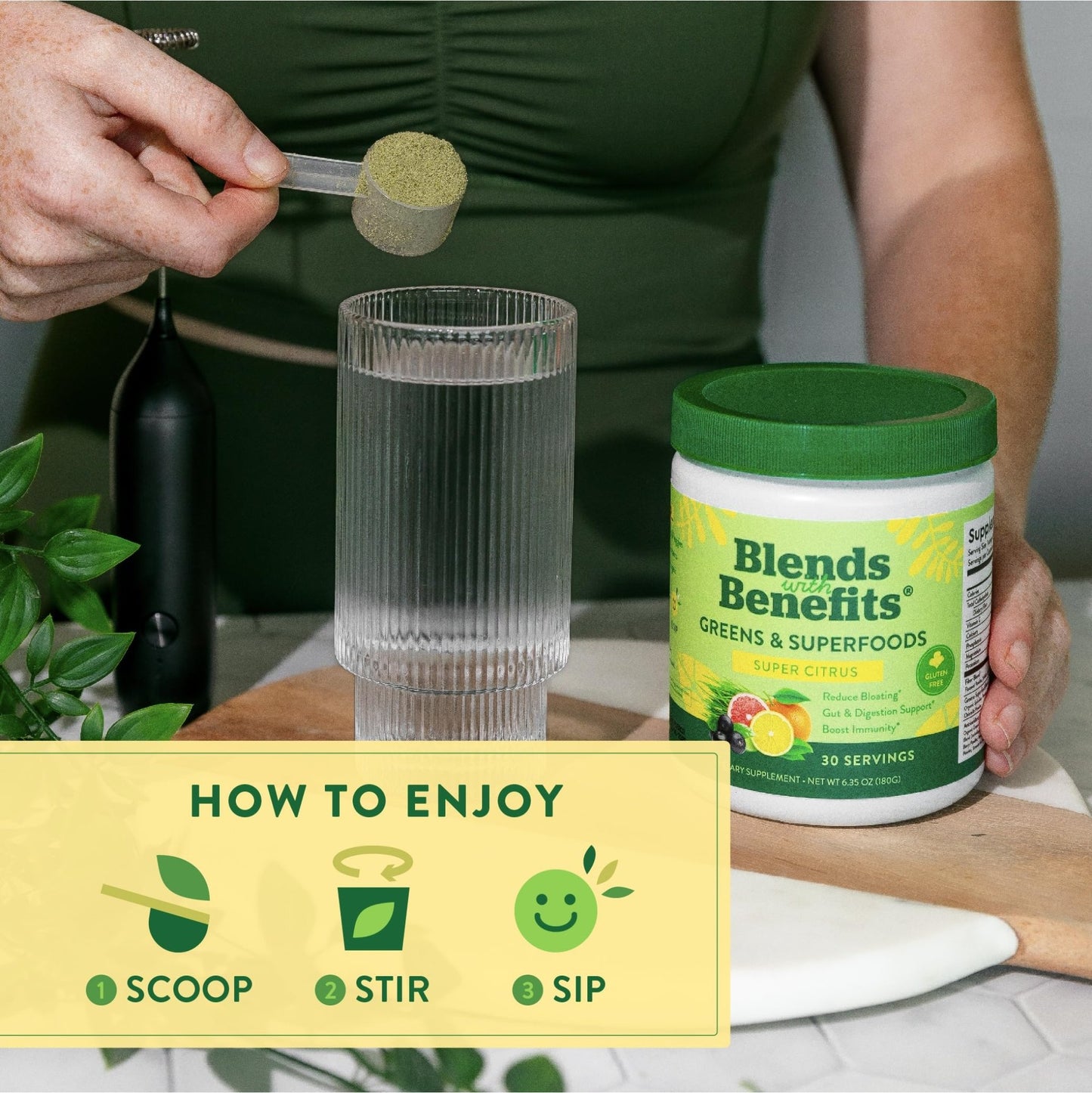 360 Nutrition Blends with Benefits Super Greens Powder w/Probiotics, Digestive Enzymes, Sugar & Gluten Free, Plant Based Superfood Drink Mix for Gut Health, Bloating, Immunity, Overall Health, 6.35 oz - dailyvitalstore