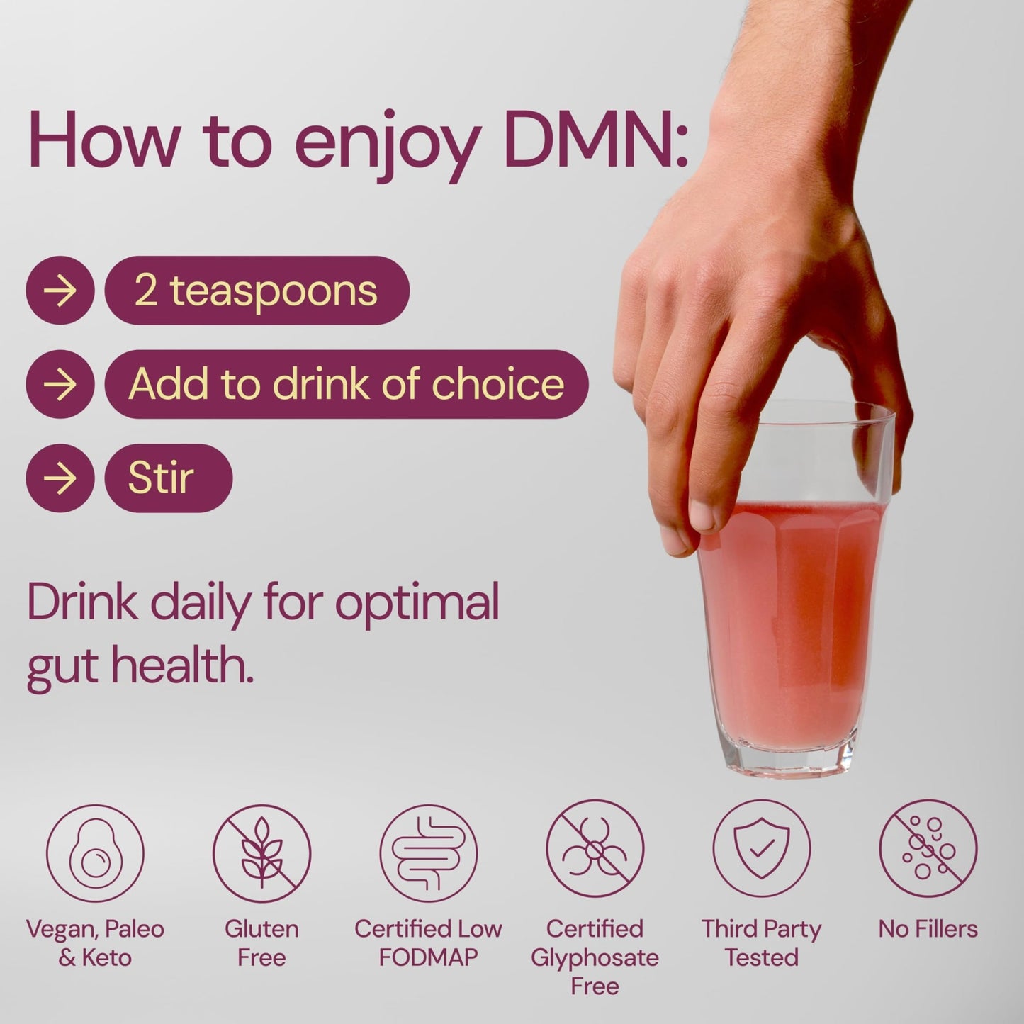 38TERA DMN (Daily Microbiome Nutrition), 6 Oz, Plant-Based Fiber Powder with 3 Different Prebiotics, Helps Digestive & Gut Health, Low FODMAP Supplement, Vegan, Wild Berry Flavor, 30 Servings - dailyvitalstore