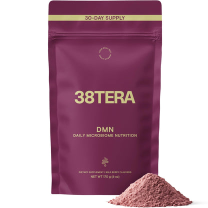 38TERA DMN (Daily Microbiome Nutrition), 6 Oz, Plant-Based Fiber Powder with 3 Different Prebiotics, Helps Digestive & Gut Health, Low FODMAP Supplement, Vegan, Wild Berry Flavor, 30 Servings - dailyvitalstore