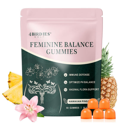 4 BIRDIES GOLF Premium Feminine Balance Gummies for Women's Health, Hawaiian Pineapple Gummies for Women Vaginal Probiotic & pH Balance Support - Vegan - Healthy Odor - Gluten-Free - 60 Count - dailyvitalstore